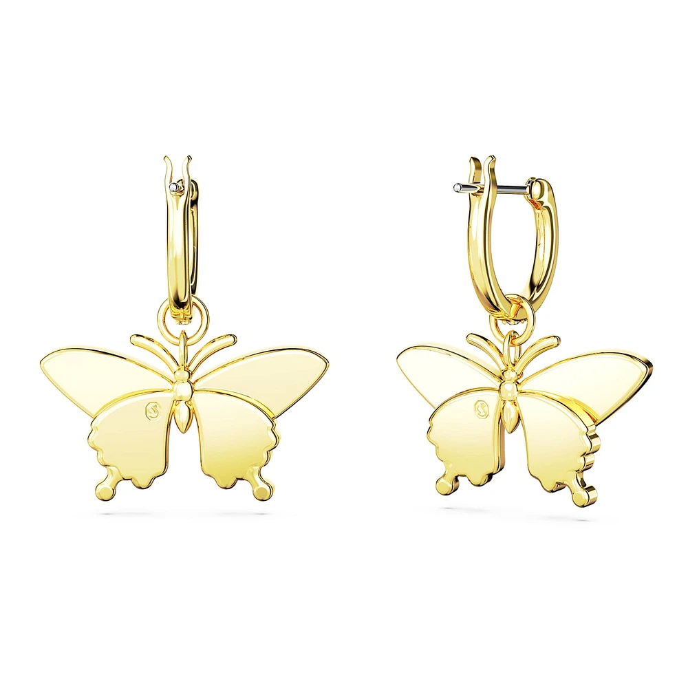 Idyllia drop earrings, Butterfly, Multicoloured, Gold-tone plated by SWAROVSKI