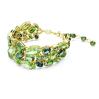 Gema bracelet, Mixed cuts, Green, Gold-tone plated by SWAROVSKI