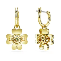 Idyllia drop earrings, Clover, Green, Gold-tone plated by SWAROVSKI