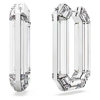 Lucent hoop earrings, Statement, Octagon shape, White by SWAROVSKI