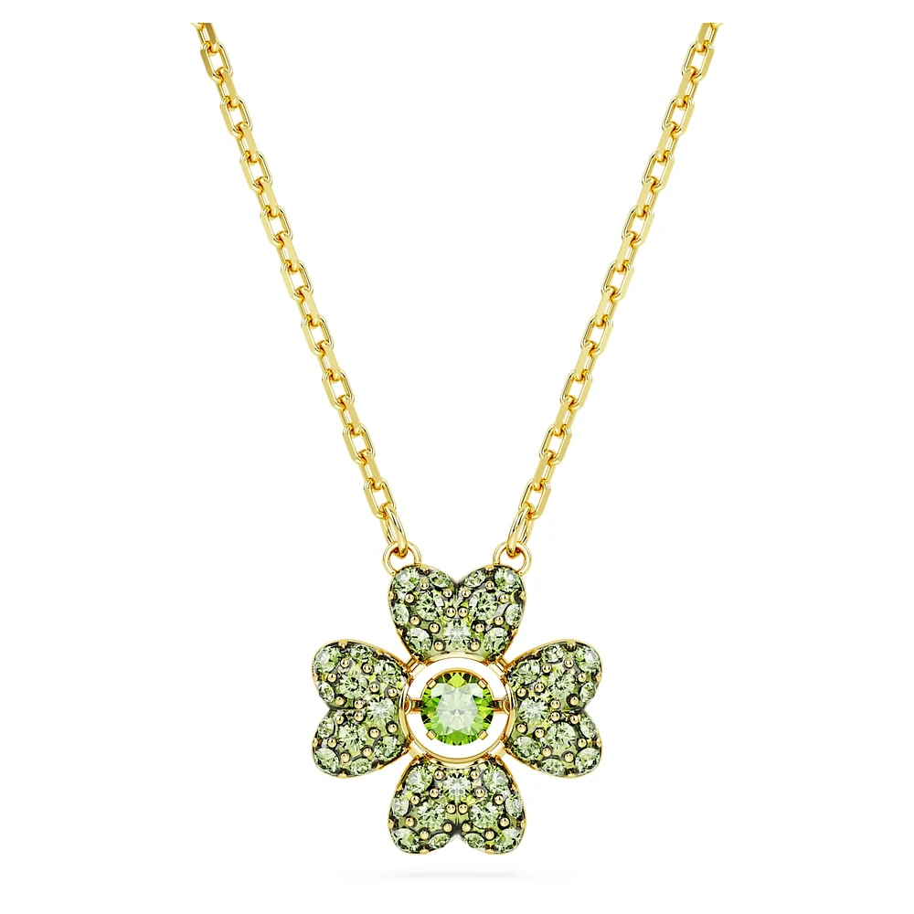 Idyllia pendant, Clover, Green, Gold-tone plated by SWAROVSKI