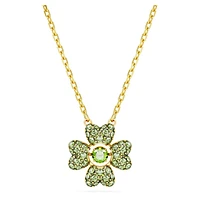 Idyllia pendant, Clover, Green, Gold-tone plated by SWAROVSKI