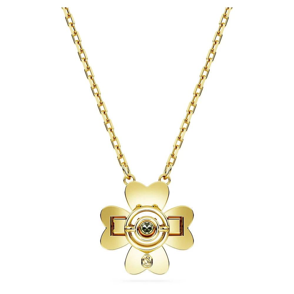 Idyllia pendant, Clover, Green, Gold-tone plated by SWAROVSKI
