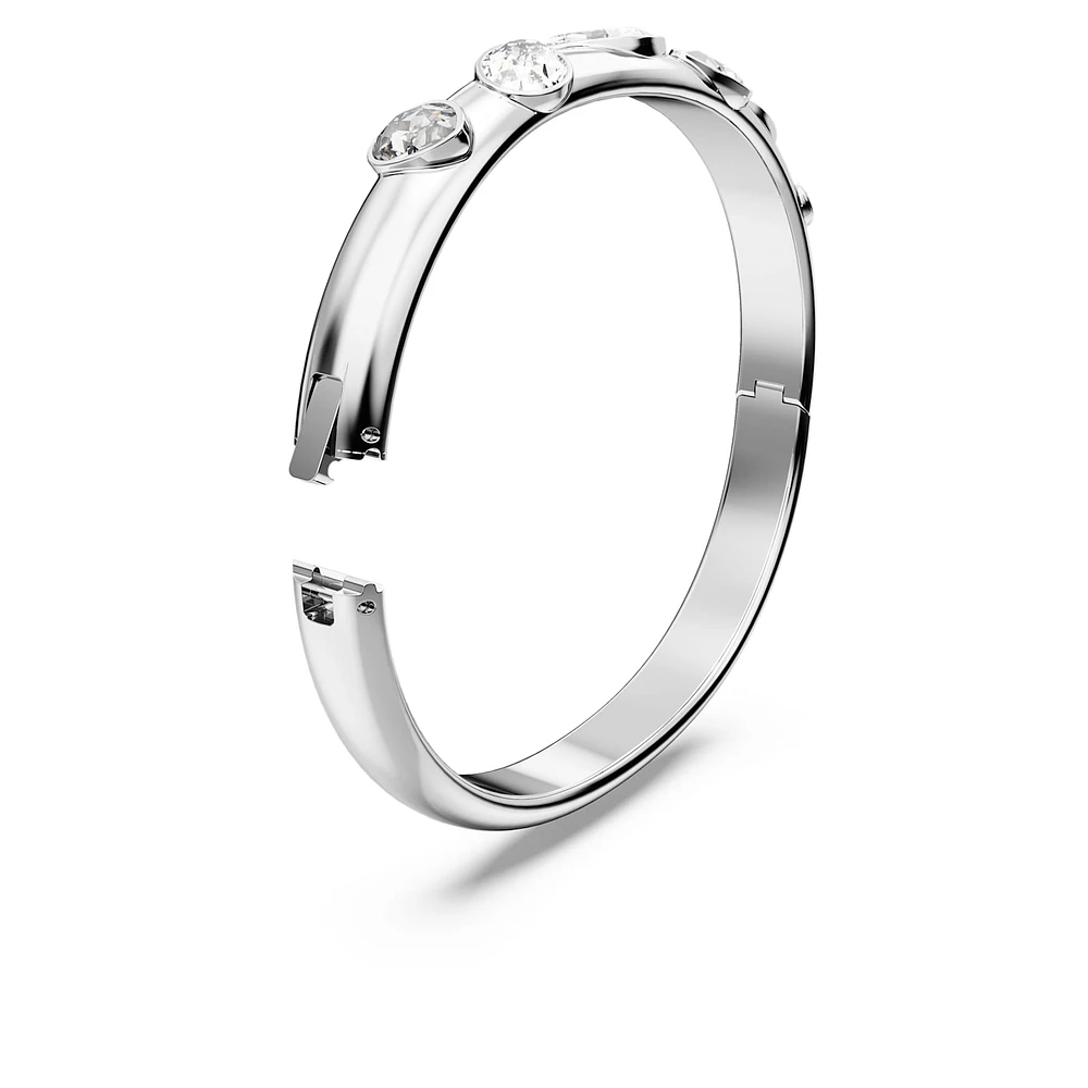 Dextera bangle, Mixed cuts, White, Rhodium plated by SWAROVSKI