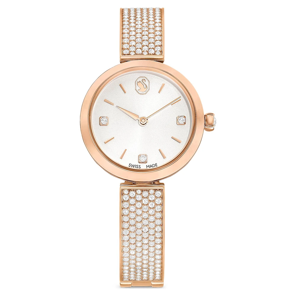 Illumina watch, Swiss Made, Metal bracelet, Rose gold tone, Rose gold-tone finish by SWAROVSKI
