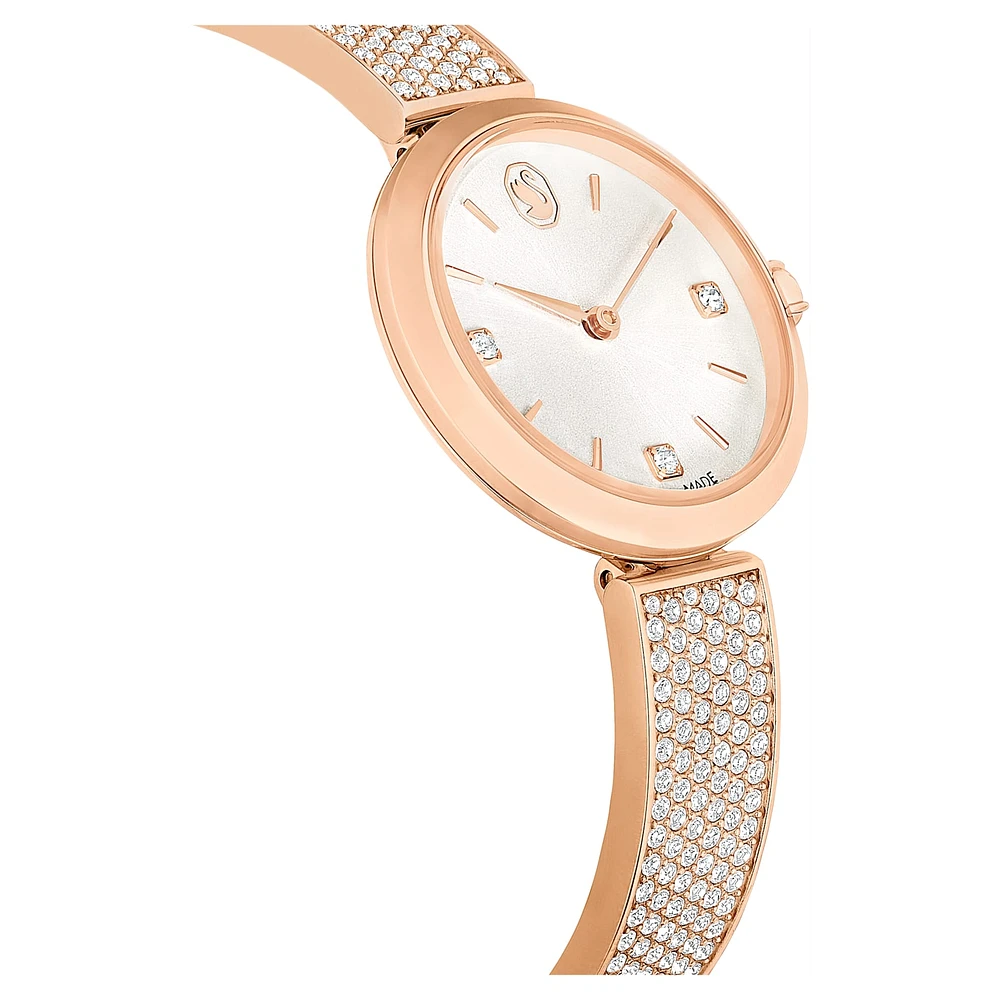 Illumina watch, Swiss Made, Metal bracelet, Rose gold tone, Rose gold-tone finish by SWAROVSKI