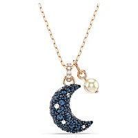 Luna pendant, Crystal pearl, Moon, Multicoloured, Rose gold-tone plated by SWAROVSKI