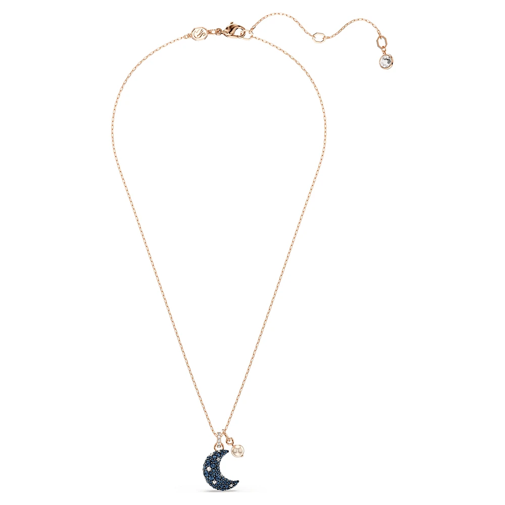 Luna pendant, Crystal pearl, Moon, Multicoloured, Rose gold-tone plated by SWAROVSKI