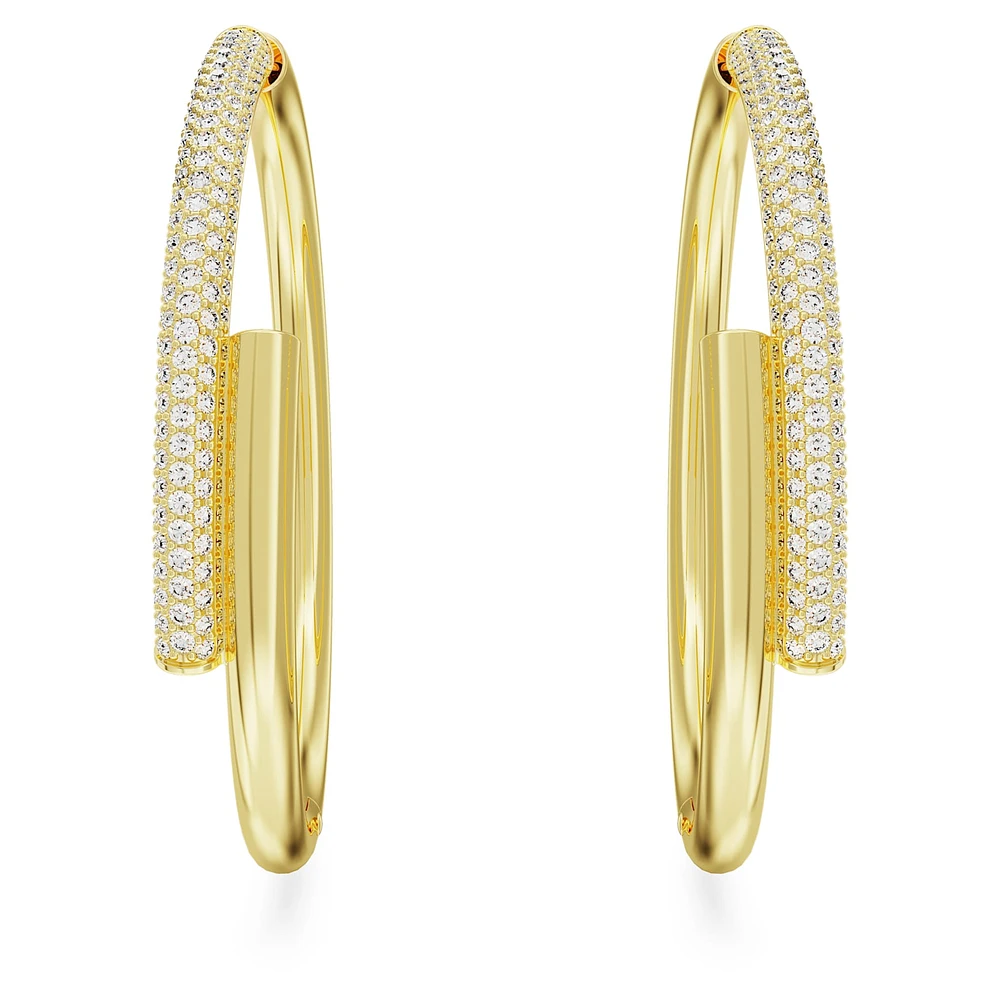 Dextera hoop earrings, White, Gold-tone plated by SWAROVSKI