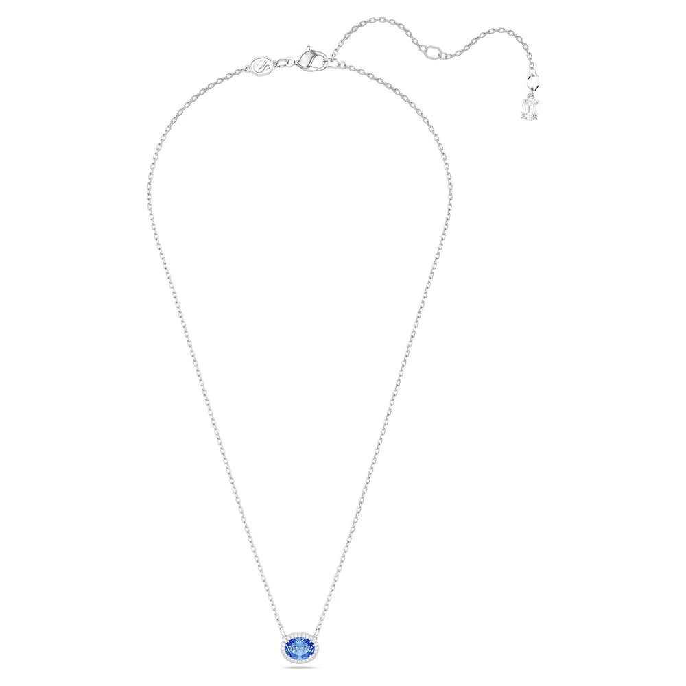 Constella necklace, Oval cut, Blue, Rhodium plated by SWAROVSKI