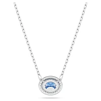 Constella necklace, Oval cut, Blue, Rhodium plated by SWAROVSKI