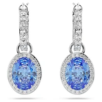Constella drop earrings, Oval cut, Blue, Rhodium plated by SWAROVSKI