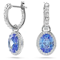 Constella drop earrings, Oval cut, Blue, Rhodium plated by SWAROVSKI