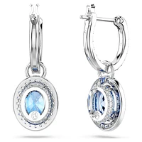 Constella drop earrings, Oval cut, Blue, Rhodium plated by SWAROVSKI