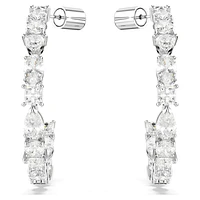 Mesmera hoop earrings, Mixed cuts, White, Rhodium plated by SWAROVSKI