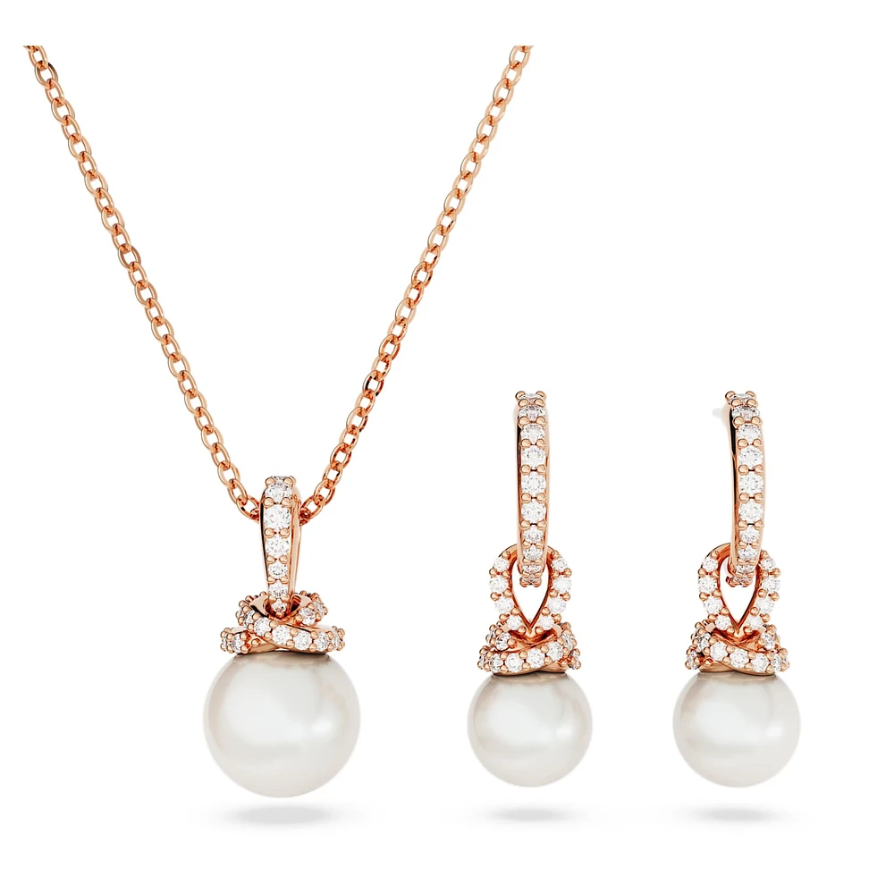 Originally set, Crystal pearl, White, Rose gold-tone plated by SWAROVSKI
