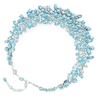 Gema necklace, Mixed cuts, Blue, Rhodium plated by SWAROVSKI