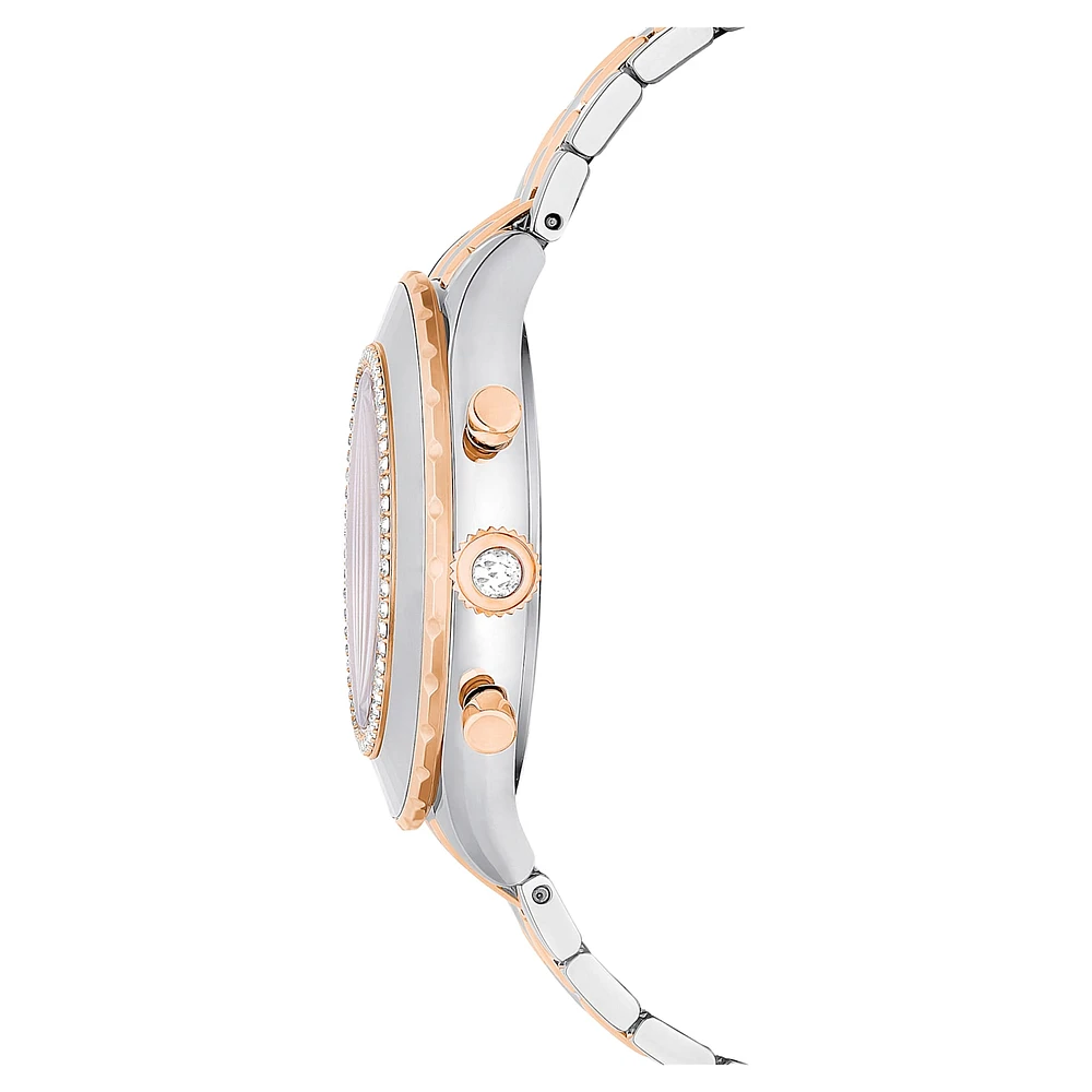 Octea Chrono watch, Swiss Made, Metal bracelet, Rose gold tone, Mixed metal finish by SWAROVSKI