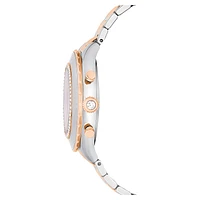 Octea Chrono watch, Swiss Made, Metal bracelet, Rose gold tone, Mixed metal finish by SWAROVSKI