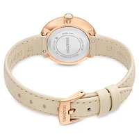 Certa watch, Swiss Made, Leather strap, Grey, Rose gold-tone finish by SWAROVSKI