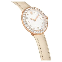 Certa watch, Swiss Made, Leather strap, Grey, Rose gold-tone finish by SWAROVSKI