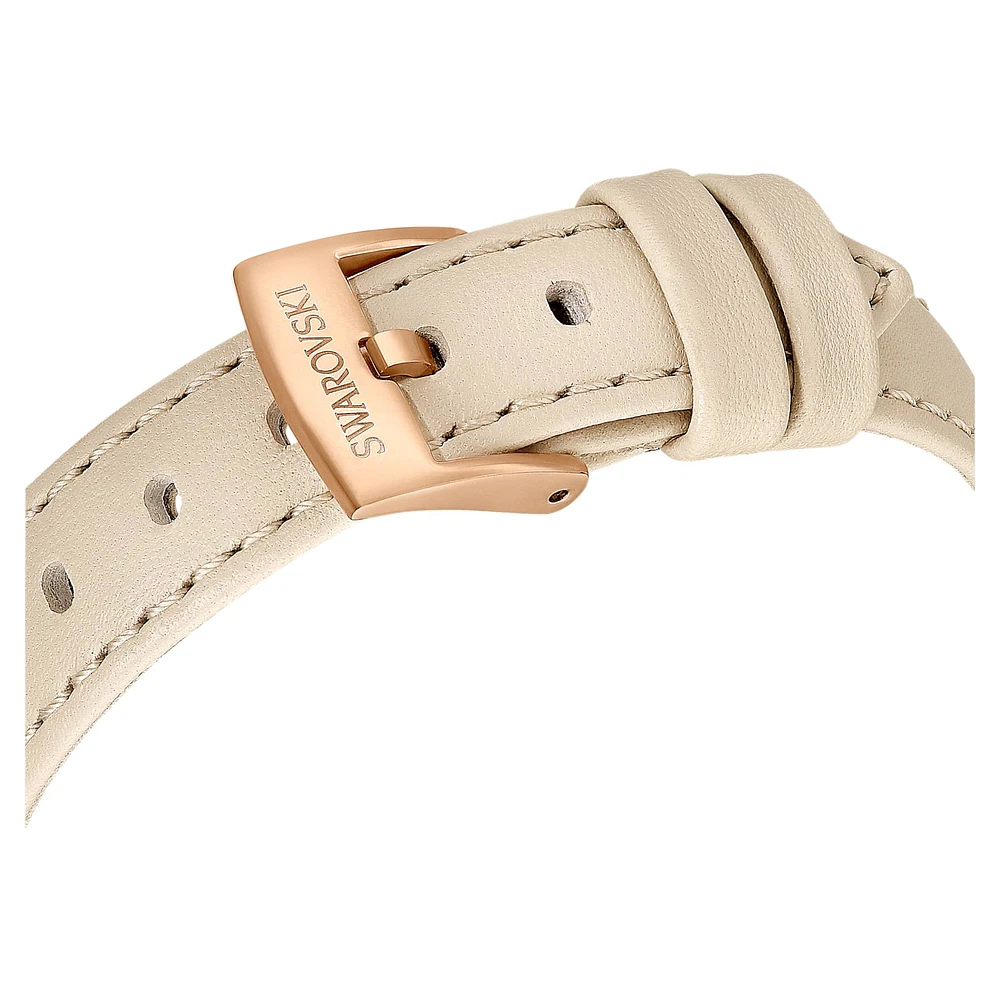Certa watch, Swiss Made, Leather strap, Grey, Rose gold-tone finish by SWAROVSKI