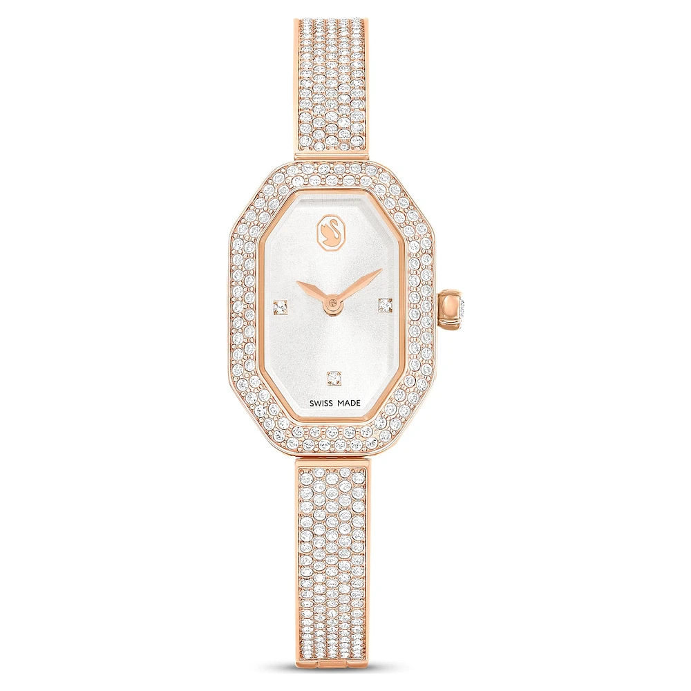 Dextera Bangle watch, Swiss Made, Metal bracelet, Rose gold tone, Rose gold-tone finish by SWAROVSKI