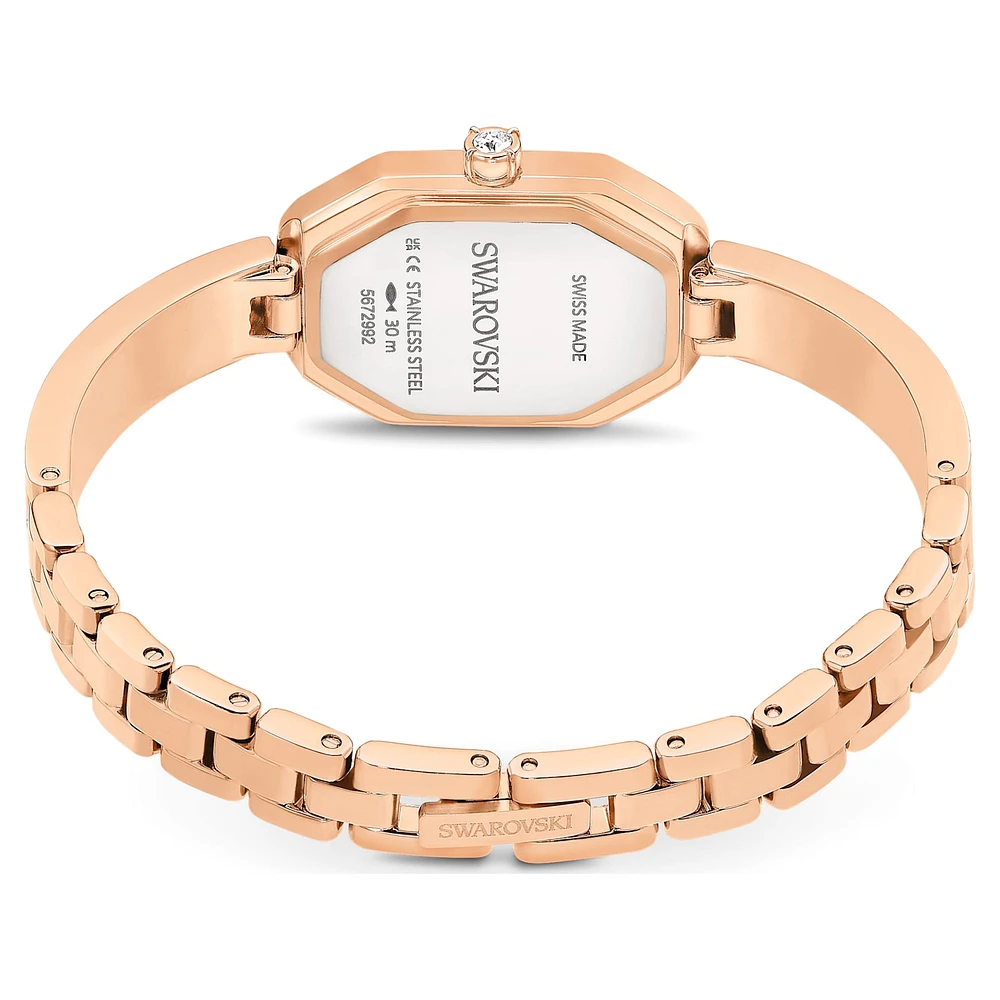 Dextera Bangle watch, Swiss Made, Metal bracelet, Rose gold tone, Rose gold-tone finish by SWAROVSKI