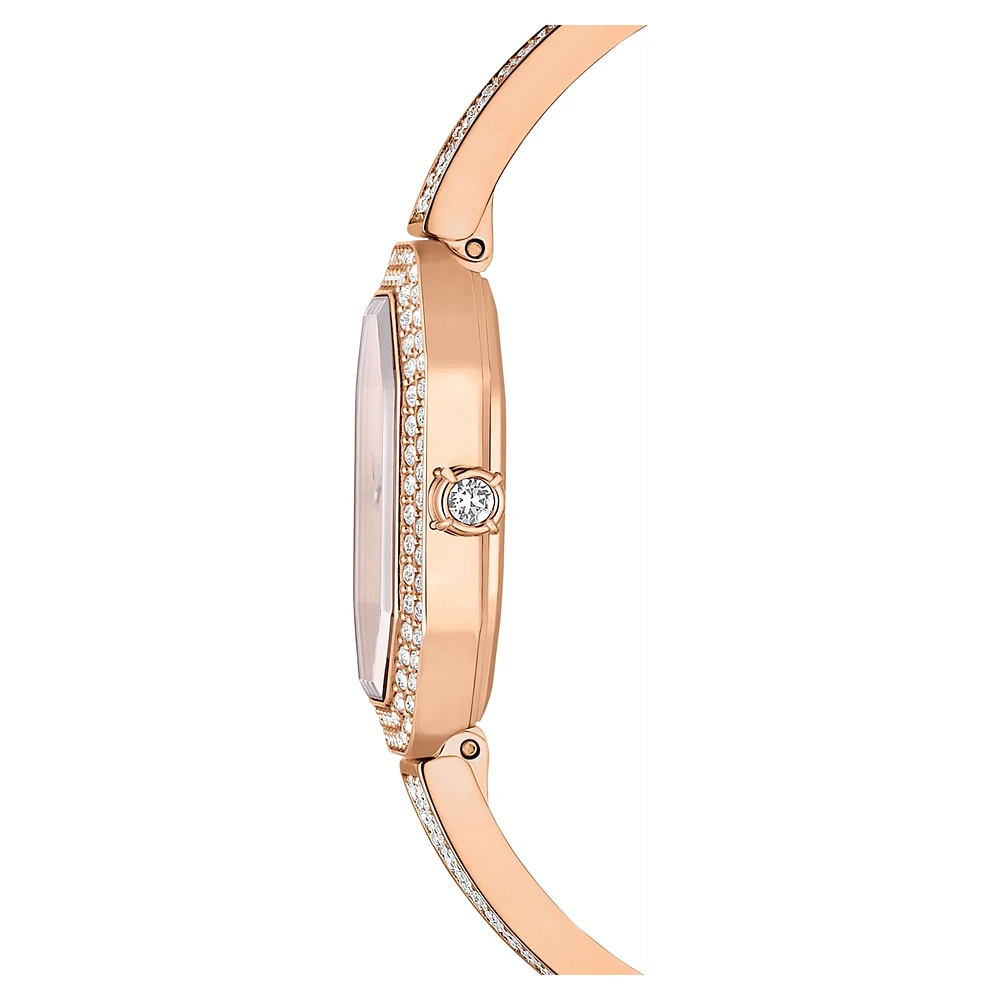 Dextera Bangle watch, Swiss Made, Metal bracelet, Rose gold tone, Rose gold-tone finish by SWAROVSKI