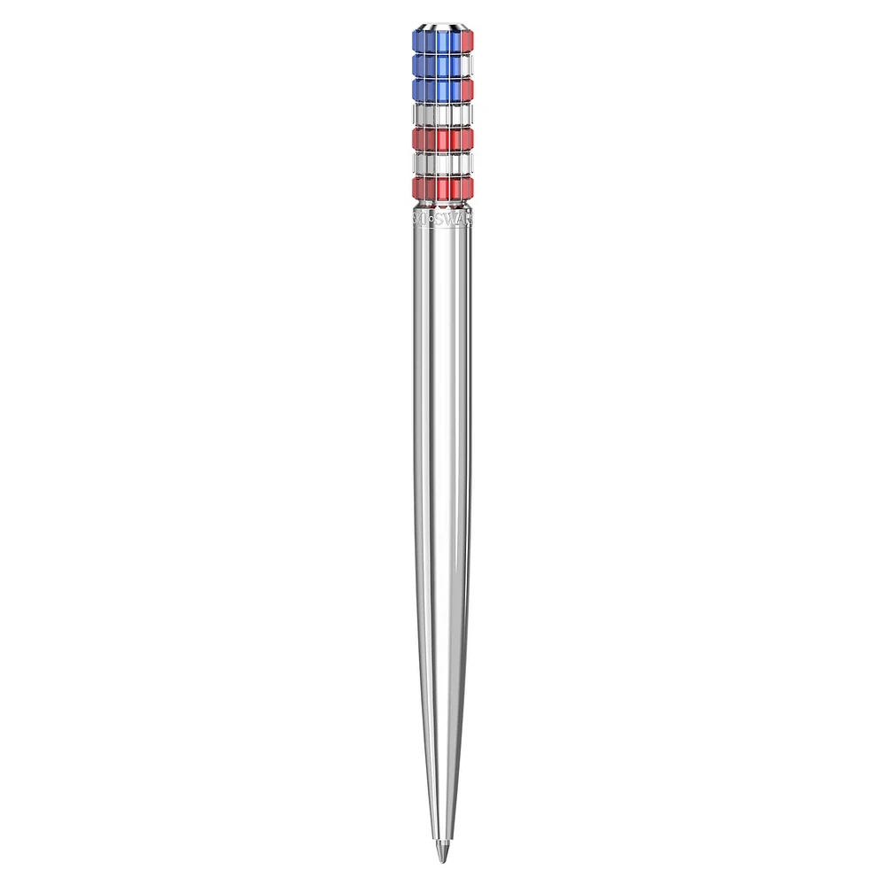Ballpoint pen, Red and blue, Chrome plated by SWAROVSKI