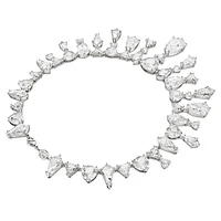 Mesmera necklace, Statement, Mixed cuts, White, Rhodium plated by SWAROVSKI