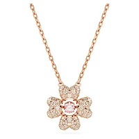 Idyllia pendant, Clover, White, Rose gold-tone plated by SWAROVSKI