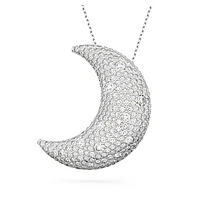 Luna pendant, Moon, White, Rhodium plated by SWAROVSKI
