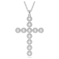 Insigne pendant, Mixed cuts, Cross, White, Rhodium plated by SWAROVSKI