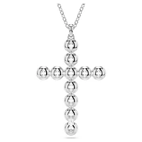 Insigne pendant, Mixed cuts, Cross, White, Rhodium plated by SWAROVSKI