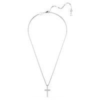 Insigne pendant, Pavé, Cross, White, Rhodium plated by SWAROVSKI