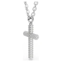 Insigne pendant, Pavé, Cross, White, Rhodium plated by SWAROVSKI