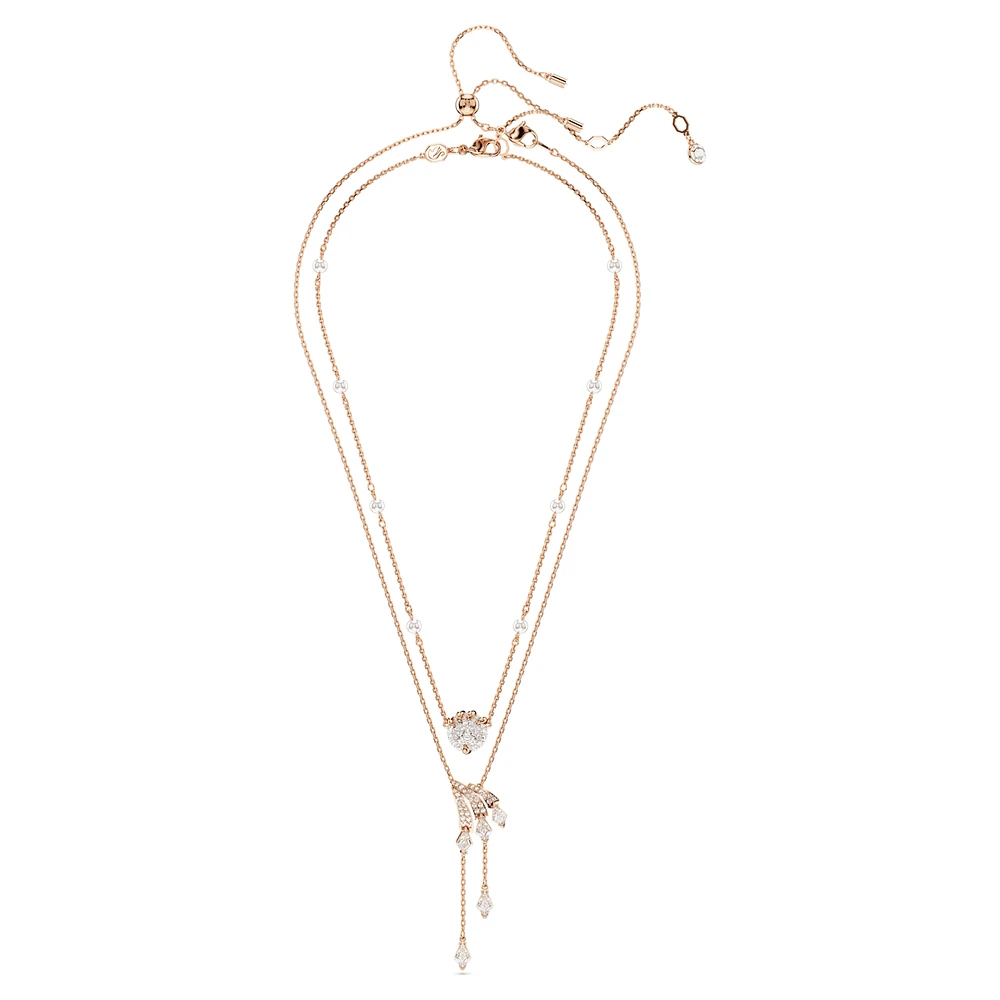 Dragon & Phoenix necklace, Set (2), Crystal pearl, Dragon’s claw, White, Rose gold-tone plated by SWAROVSKI