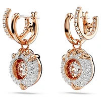 Dragon & Phoenix drop earrings, Dragon’s claw, White, Rose gold-tone plated by SWAROVSKI