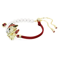 Chinese Zodiac bracelet, Crystal pearl, Dragon, Multicoloured, Gold-tone plated by SWAROVSKI
