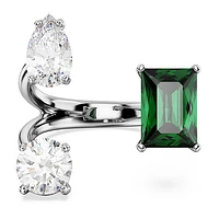 Mesmera open ring, Mixed cuts, Green, Silver-tone finish by SWAROVSKI