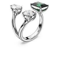 Mesmera open ring, Mixed cuts, Green, Silver-tone finish by SWAROVSKI