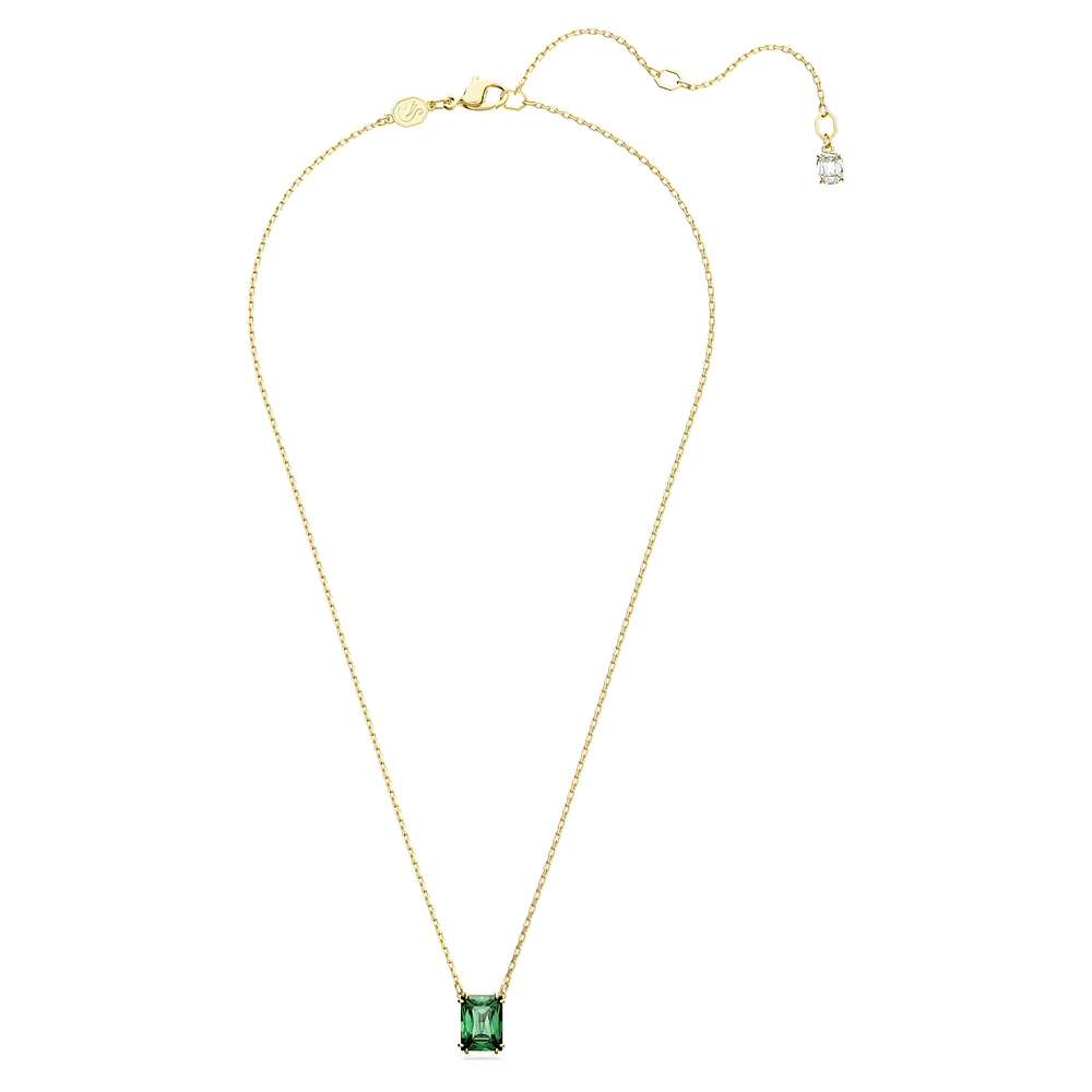 Matrix pendant, Rectangular cut, Green, Gold-tone plated by SWAROVSKI