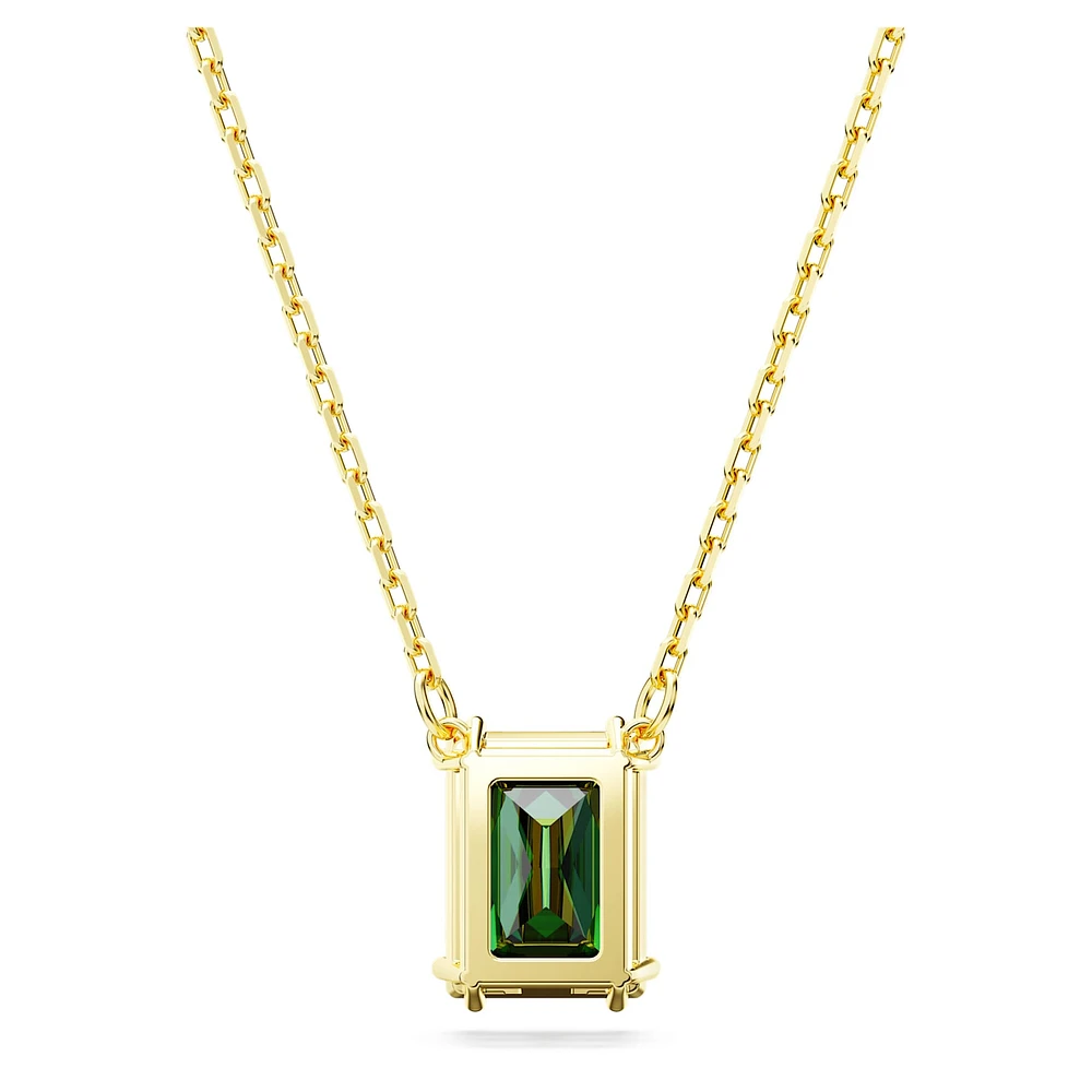 Matrix pendant, Rectangular cut, Green, Gold-tone plated by SWAROVSKI