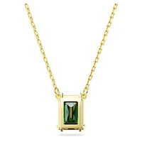 Matrix pendant, Rectangular cut, Green, Gold-tone plated by SWAROVSKI