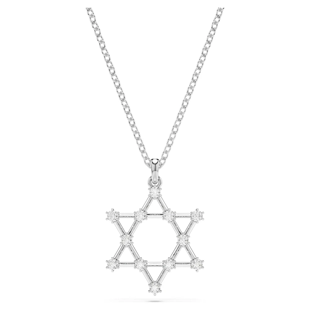 Insigne pendant, Round cut, Star, White, Rhodium plated by SWAROVSKI