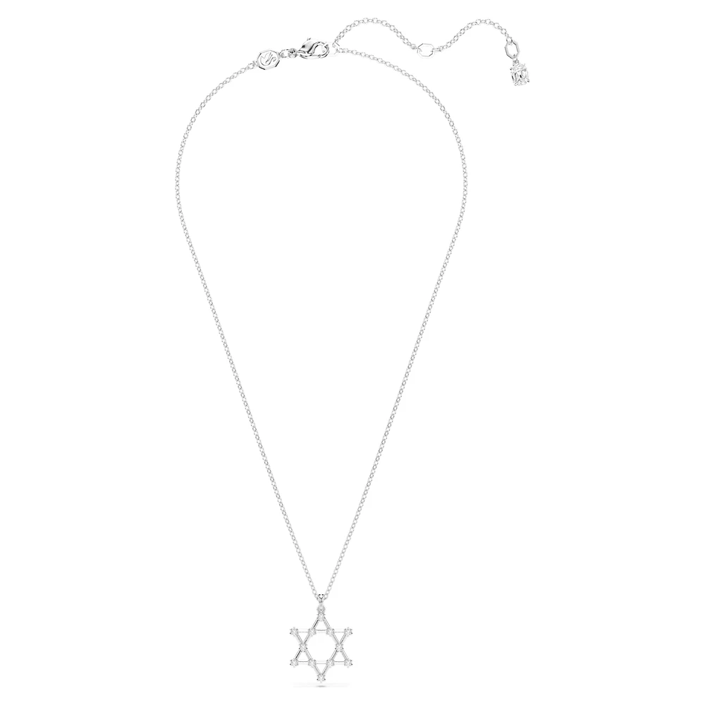 Insigne pendant, Round cut, Star, White, Rhodium plated by SWAROVSKI