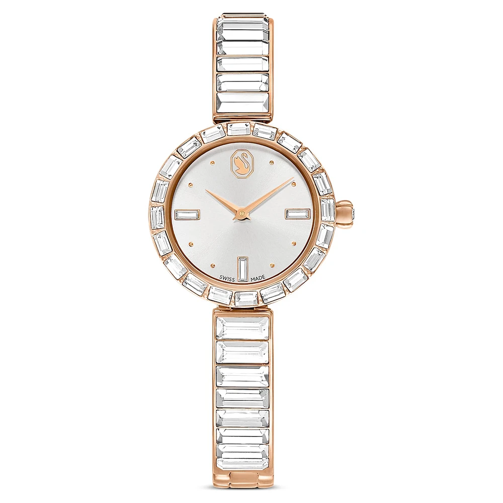 Matrix Bangle watch, Swiss Made, Crystal bracelet, White