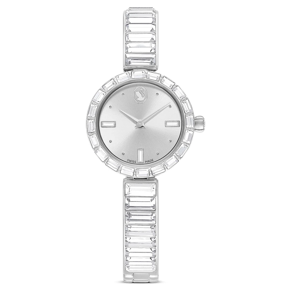 Matrix Bangle watch, Swiss Made, Crystal bracelet, White