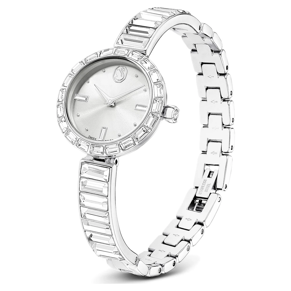Matrix Bangle watch, Swiss Made, Crystal bracelet, White